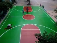 LÀM MỚI 02 SÂN BÓNG RỔ TRƯỜNG TIỂU HỌC ĐOÀN THỊ ĐIỂM BẰNG SILICON PU 4,5 MM